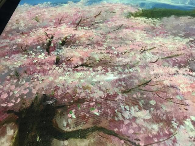 ◇生命の賛歌 中村勝之画伯 画【「長寿の祈 神代桜」3枚並列額装 油彩